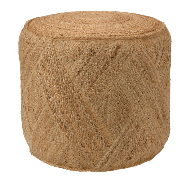 Jaipur Living Vibe by Jaipur Living Lenore Jute Cube Pouf Handwoven Natural Footstool Ottoman ACF100007