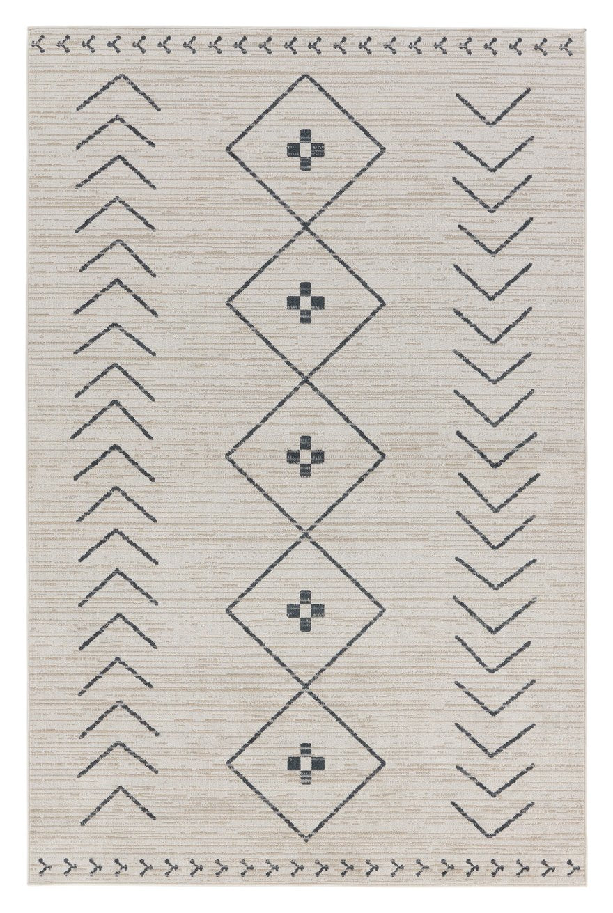 Jaipur Living Nadine Taos Ndn01 Powerloomed Machinemade 100% Polyester Moroccan / Bohemian Tribal Indoor Rug Ivory, Dark Slate 100% Polyester Rug154171
