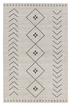 Jaipur Living Nadine Taos Ndn01 Powerloomed Machinemade 100% Polyester Moroccan / Bohemian Tribal Indoor Rug Ivory, Dark Slate 100% Polyester Rug154171