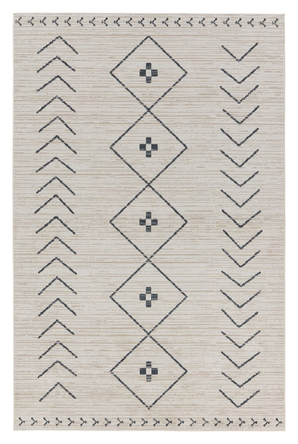 Jaipur Living Nadine Taos Ndn01 Powerloomed Machinemade 100% Polyester Moroccan / Bohemian Tribal Indoor Rug Ivory, Dark Slate 100% Polyester Rug154171