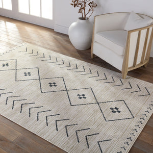 Jaipur Living Nadine Taos Ndn01 Powerloomed Machinemade 100% Polyester Moroccan / Bohemian Tribal Indoor Rug Ivory, Dark Slate 100% Polyester Rug154171
