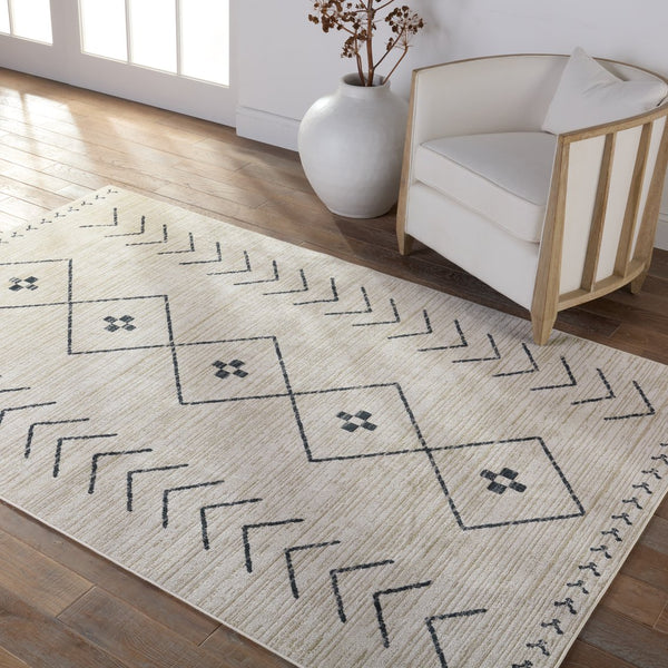 Jaipur Living Nadine Taos Ndn01 Powerloomed Machinemade 100% Polyester Moroccan / Bohemian Tribal Indoor Rug Ivory, Dark Slate 100% Polyester Rug154171