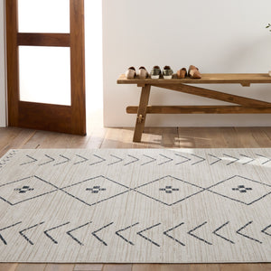 Jaipur Living Nadine Taos Ndn01 Powerloomed Machinemade 100% Polyester Moroccan / Bohemian Tribal Indoor Rug Ivory, Dark Slate 100% Polyester Rug154171