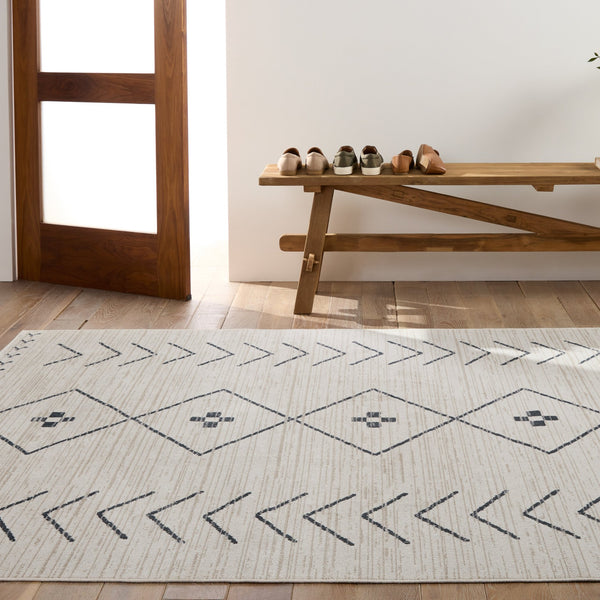 Jaipur Living Nadine Taos Ndn01 Powerloomed Machinemade 100% Polyester Moroccan / Bohemian Tribal Indoor Rug Ivory, Dark Slate 100% Polyester Rug154171