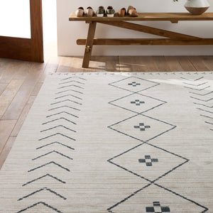 Jaipur Living Nadine Taos Ndn01 Powerloomed Machinemade 100% Polyester Moroccan / Bohemian Tribal Indoor Rug Ivory, Dark Slate 100% Polyester Rug154171
