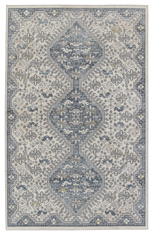 Jaipur Living Nadine Yucca Ndn06 Powerloomed Machinemade 100% Polyester Traditional Medallion Indoor Rug Blue, Cream 100% Polyester Rug155518