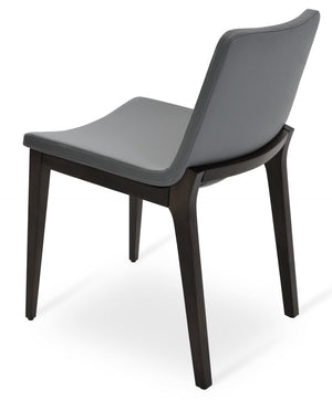 Soho Concept Nevada Wood Chair - Solid Beech, Walnut Finish, Fire-resistant Leatherette, 350 Lb Capacity, Durable Design Grey  Soho-concept-dining-chair-04667