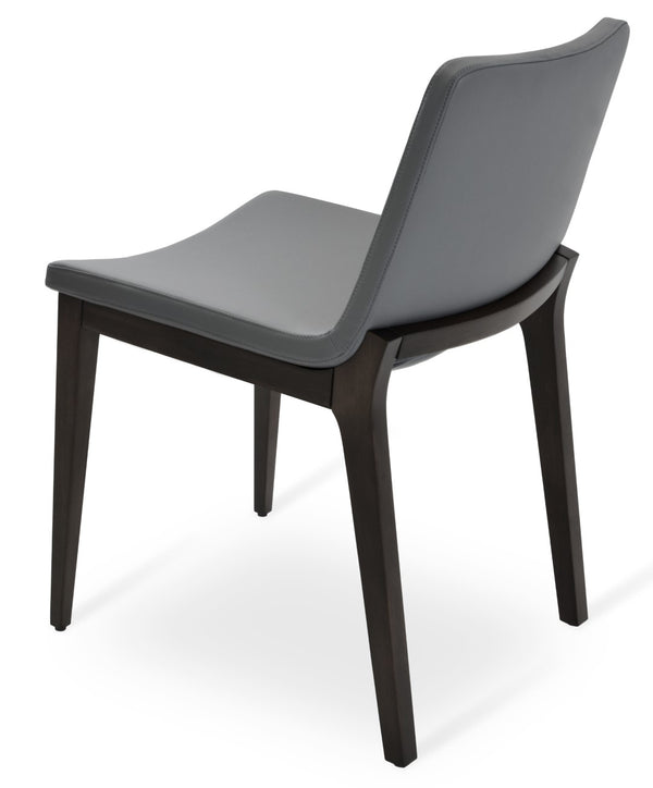 Soho Concept Nevada Wood Chair - Solid Beech, Walnut Finish, Fire-resistant Leatherette, 350 Lb Capacity, Durable Design Grey  Soho-concept-dining-chair-04667