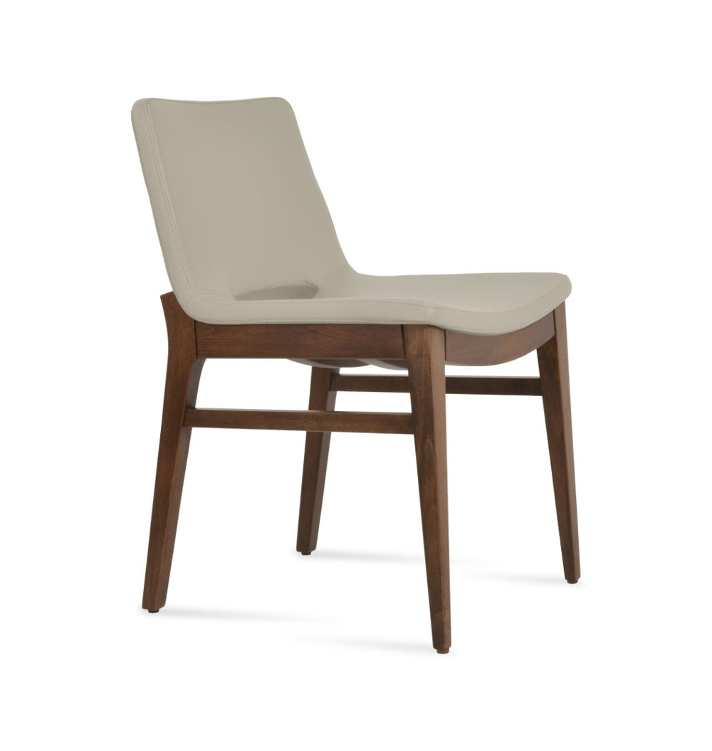 Soho Concept Nevada Wood Chair - Durable & Stylish Leatherette Seat, Solid Beech Walnut Finish, Commercial Use Walnut,Light Grey  Soho-concept-dining-chair-04627