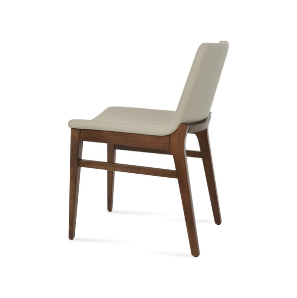 Soho Concept Nevada Wood Chair - Durable & Stylish Leatherette Seat, Solid Beech Walnut Finish, Commercial Use Walnut,Light Grey  Soho-concept-dining-chair-04627