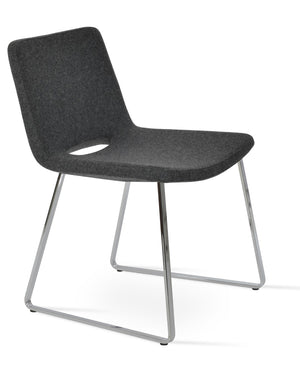 Soho Concept Nevada Sled Chair - Ergonomic Dining Chair With Chrome Base, 10-year Guarantee & Wool Upholstery Chrome,Dark Grey  Soho-concept-dining-chair-04635