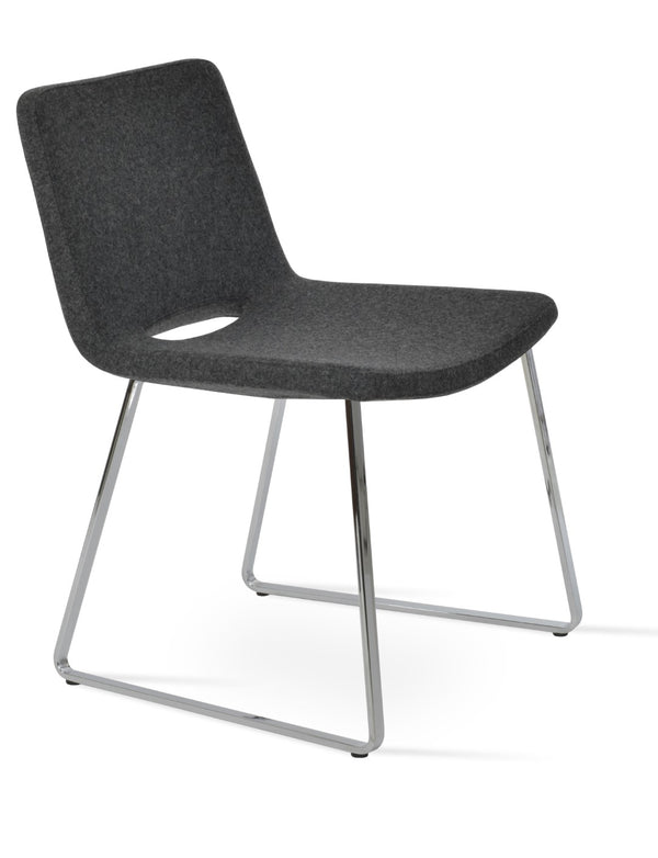 Soho Concept Nevada Sled Chair - Ergonomic Dining Chair With Chrome Base, 10-year Guarantee & Wool Upholstery Chrome,Dark Grey  Soho-concept-dining-chair-04635
