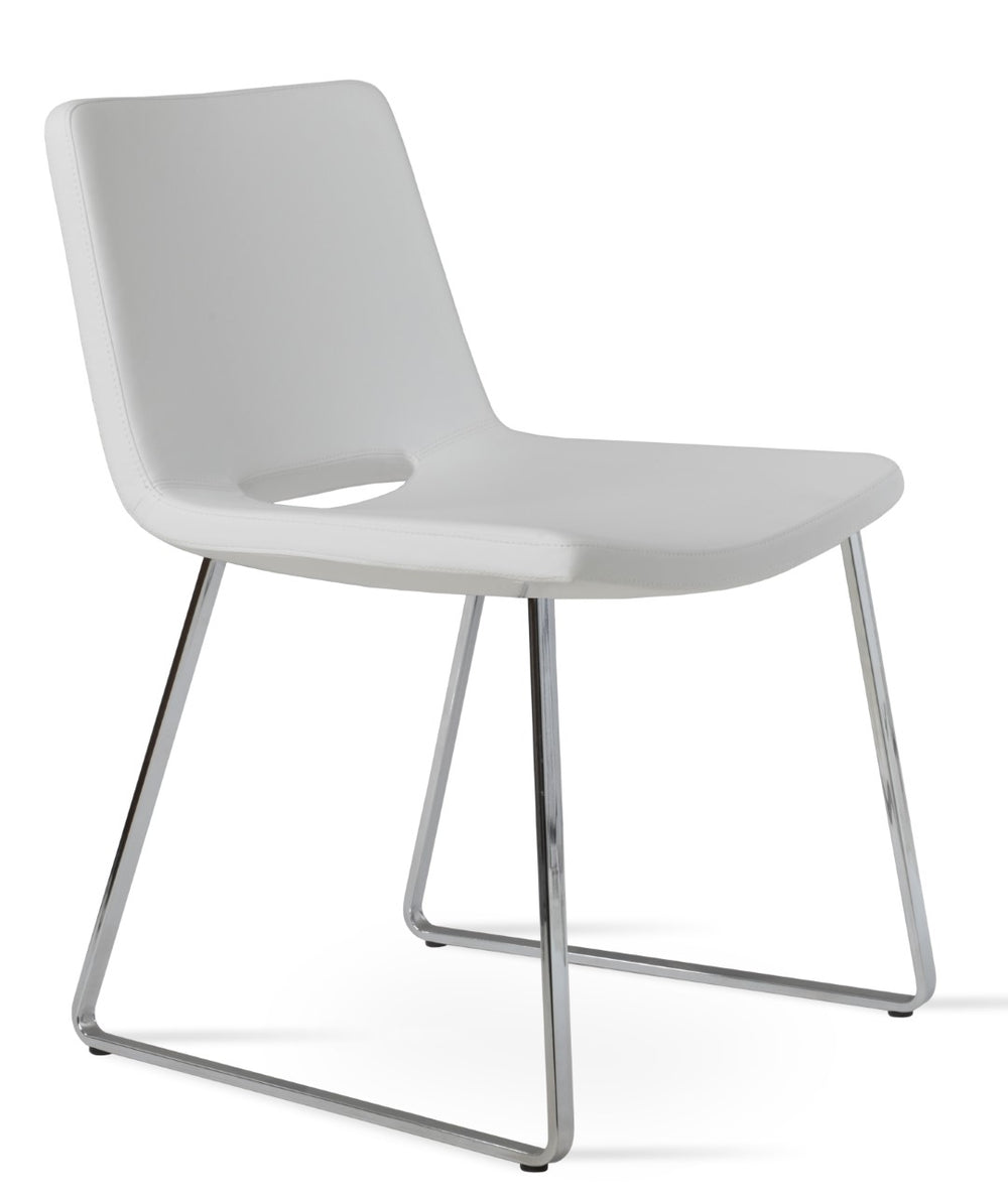 Soho Concept Nevada Sled Chair - Ergonomic Leatherette Dining Chair With Chrome Base, 2-year Guarantee, 350 Lb Cap. Chrome,White  Soho-concept-dining-chair-04640