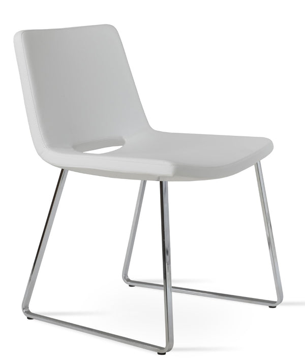 Soho Concept Nevada Sled Chair - Ergonomic Leatherette Dining Chair With Chrome Base, 2-year Guarantee, 350 Lb Cap. Chrome,White  Soho-concept-dining-chair-04640