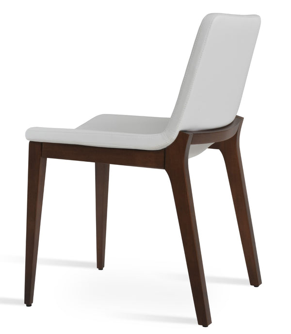 Soho Concept Nevada Wood Chair - Solid Beech, Walnut Finish, Fire-resistant Leatherette, 350 Lb Capacity, Durable Design Walnut,White  Soho-concept-dining-chair-04632