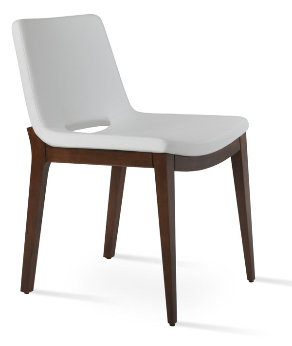 Soho Concept Nevada Wood Chair - Solid Beech, Walnut Finish, Fire-resistant Leatherette, 350 Lb Capacity, Durable Design Walnut,White  Soho-concept-dining-chair-04632