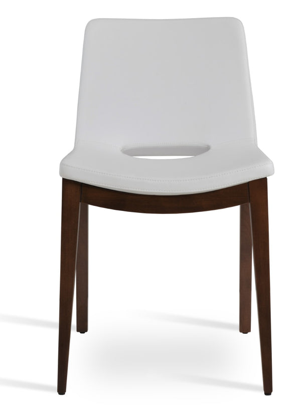 Soho Concept Nevada Wood Chair - Solid Beech, Walnut Finish, Fire-resistant Leatherette, 350 Lb Capacity, Durable Design Walnut,White  Soho-concept-dining-chair-04632