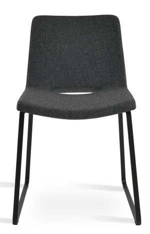 Soho Concept Nevada Arm Sled Chair - Ergonomic Wool Upholstery, 10-year Warranty, Stylish Comfort For Offices Black,Dark Grey  Soho-concept-dining-chair-04634