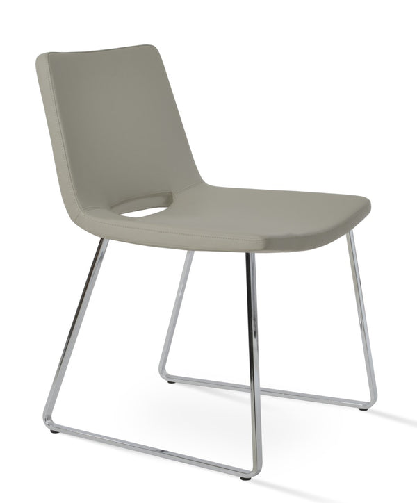 Soho Concept Nevada Sled Chair - Ergonomic Leatherette Dining Chair With Chrome Base, 2-year Guarantee, 350 Lb Cap. Chrome,Light Grey  Soho-concept-dining-chair-04639