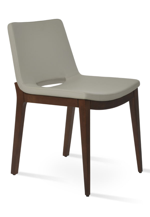 Soho Concept Nevada Wood Chair - Solid Beech, Walnut Finish, Fire-resistant Leatherette, 350 Lb Capacity, Durable Design Walnut,Light Grey  Soho-concept-dining-chair-04631