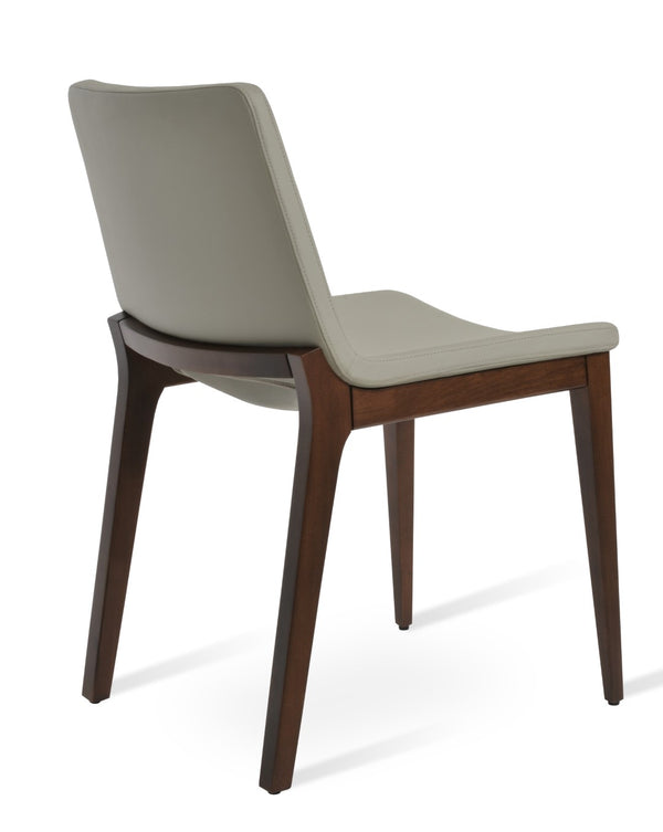 Soho Concept Nevada Wood Chair - Solid Beech, Walnut Finish, Fire-resistant Leatherette, 350 Lb Capacity, Durable Design Walnut,Light Grey  Soho-concept-dining-chair-04631