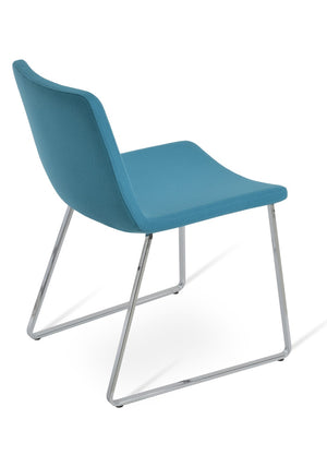 Soho Concept Nevada Sled Chair - Ergonomic Dining Chair With Chrome Base, 10-year Guarantee & Wool Upholstery Chrome,Turquoise  Soho-concept-dining-chair-04637