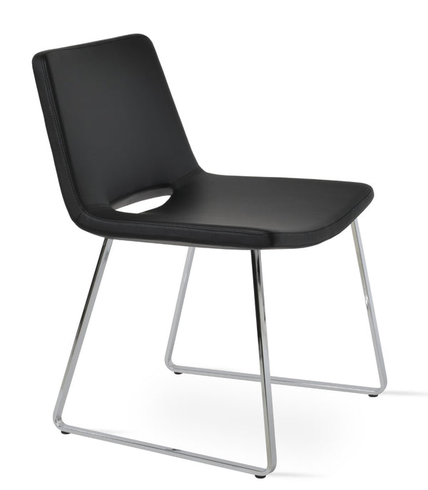 Soho Concept Nevada Sled Chair - Ergonomic Leatherette Dining Chair With Chrome Base, 2-year Guarantee, 350 Lb Cap. Chrome,Black  Soho-concept-dining-chair-04638