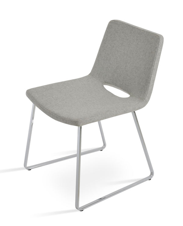Soho Concept Nevada Sled Chair - Ergonomic Dining Chair With Chrome Base, 10-year Guarantee & Wool Upholstery Chrome,Silver  Soho-concept-dining-chair-04636