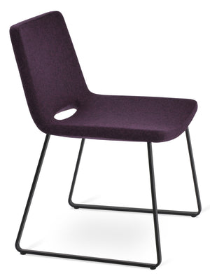 Soho Concept Nevada Sled Chair - Ergonomic Dining Chair With Chrome Base, 10-year Guarantee & Wool Upholstery Black  Soho-concept-dining-chair-04645
