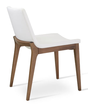 Soho Concept Nevada Wood Chair - Solid Beech, Walnut Finish, Fire-resistant Leatherette, 350 Lb Capacity, Durable Design Walnut,White  Soho-concept-dining-chair-04664