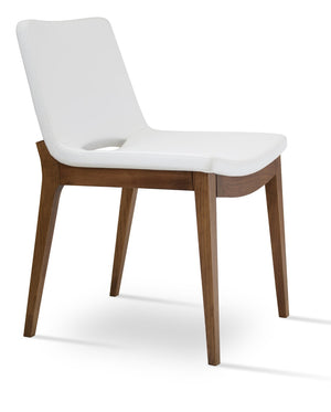 Soho Concept Nevada Wood Chair - Solid Beech, Walnut Finish, Fire-resistant Leatherette, 350 Lb Capacity, Durable Design Walnut,White  Soho-concept-dining-chair-04664