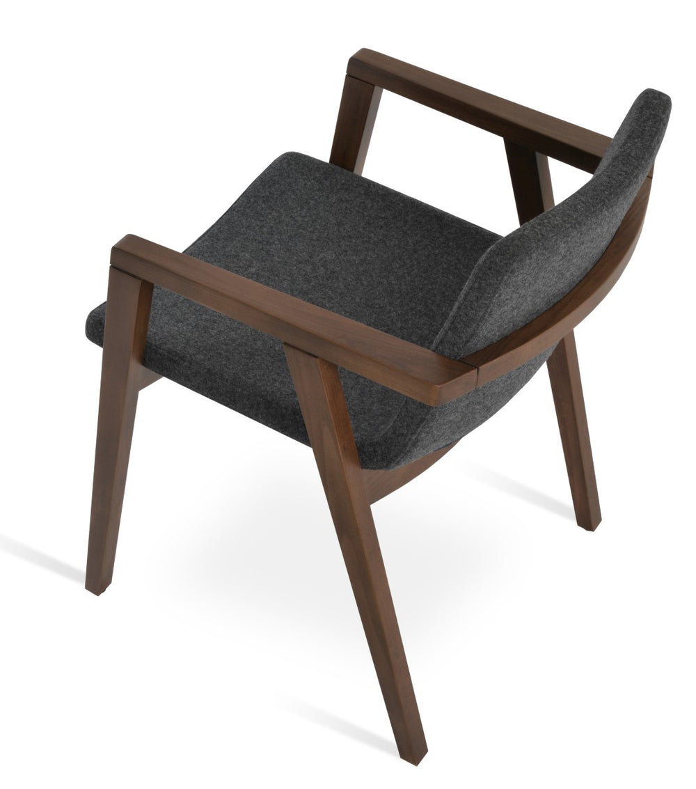 Soho Concept Nevada Wood Arm Chair - Durable Beech With Walnut Finish, Camira Blazer Wool, 10-year Guarantee! Walnut  Soho-concept-dining-chair-04650
