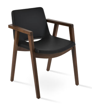 Soho Concept Nevada Wood Arm Chair - Ergonomic Leatherette Dining Chair With 2-year Guarantee, Walnut Finish Walnut,Black  Soho-concept-dining-chair-04655