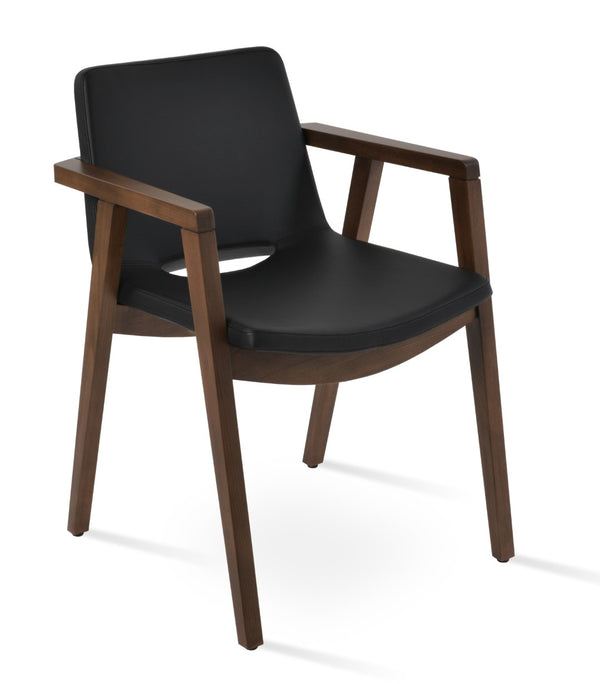 Soho Concept Nevada Wood Arm Chair - Ergonomic Leatherette Dining Chair With 2-year Guarantee, Walnut Finish Walnut,Black  Soho-concept-dining-chair-04655