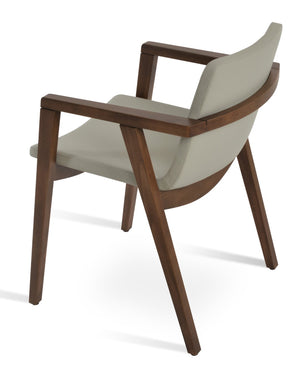 Soho Concept Nevada Wood Arm Chair - Ergonomic Leatherette Dining Chair With 2-year Guarantee, Walnut Finish Walnut,Light Grey  Soho-concept-dining-chair-04656