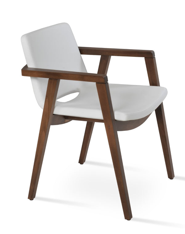 Soho Concept Nevada Wood Arm Chair - Ergonomic Leatherette Dining Chair With 2-year Guarantee, Walnut Finish Walnut,White  Soho-concept-dining-chair-04657