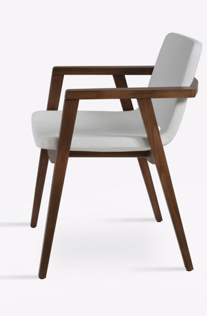 Soho Concept Nevada Wood Arm Chair - Ergonomic Leatherette Dining Chair With 2-year Guarantee, Walnut Finish Walnut,White  Soho-concept-dining-chair-04657