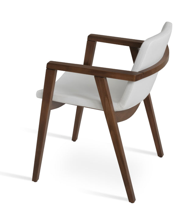 Soho Concept Nevada Wood Arm Chair - Ergonomic Leatherette Dining Chair With 2-year Guarantee, Walnut Finish Walnut,White  Soho-concept-dining-chair-04657