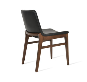 Soho Concept Nevada Wood Chair - Solid Beech, Walnut Finish, Fire-resistant Leatherette, 350 Lb Capacity, Durable Design Walnut,Black  Soho-concept-dining-chair-04633