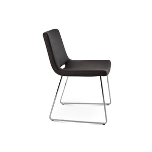 Soho Concept Nevada Sled Chair - Ergonomic Leatherette Dining Chair With Chrome Base, 2-year Guarantee, 350 Lb Cap. Chrome,Brown  Soho-concept-dining-chair-04643