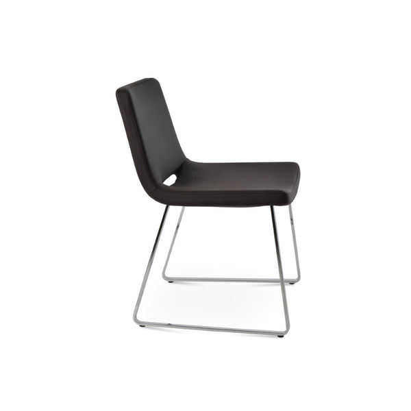 Soho Concept Nevada Sled Chair - Ergonomic Leatherette Dining Chair With Chrome Base, 2-year Guarantee, 350 Lb Cap. Chrome,Brown  Soho-concept-dining-chair-04643