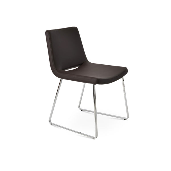 Soho Concept Nevada Sled Chair - Ergonomic Leatherette Dining Chair With Chrome Base, 2-year Guarantee, 350 Lb Cap. Chrome,Brown  Soho-concept-dining-chair-04643