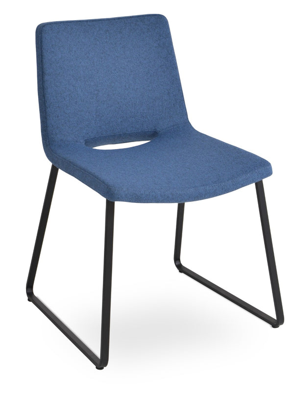 Soho Concept Nevada Sled Chair - Ergonomic Dining Chair With Chrome Base, 10-year Guarantee & Wool Upholstery Blue  Soho-concept-dining-chair-04644