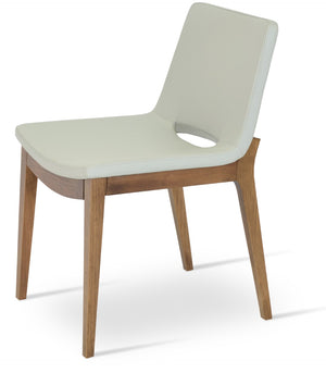 Soho Concept Nevada Wood Chair - Solid Beech, Walnut Finish, Fire-resistant Leatherette, 350 Lb Capacity, Durable Design Walnut,Grey  Soho-concept-dining-chair-04660