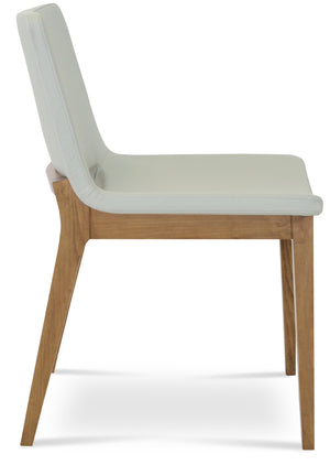 Soho Concept Nevada Wood Chair - Solid Beech, Walnut Finish, Fire-resistant Leatherette, 350 Lb Capacity, Durable Design Walnut,Grey  Soho-concept-dining-chair-04660