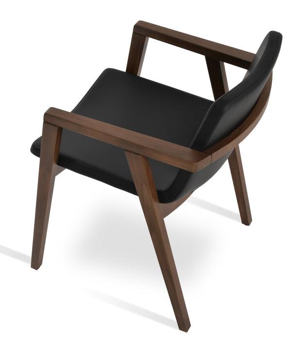 Soho Concept Nevada Wood Arm Chair - Ergonomic Leatherette Dining Chair With 2-year Guarantee, Walnut Finish Walnut,Black  Soho-concept-dining-chair-04655
