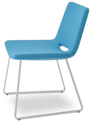 Soho Concept Nevada Sled Chair - Ergonomic Dining Chair With Chrome Base, 10-year Guarantee & Wool Upholstery Turquoise  Soho-concept-dining-chair-04646