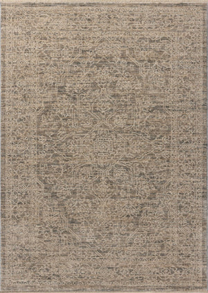 Loloi Newman NEW-01 Power Loomed Traditional Runner Rug Slate ,Natural 100% Space Dyed Polyester NEWMNEW-01SLNA27A0