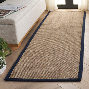 Safavieh Nf Elegant Seagrass Area Rug - Durable, Eco-friendly Design For Luxurious Home Decor Enhancement Natural ,Navy Blue Seagrass Nf111e-3