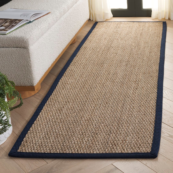 Safavieh Nf Elegant Seagrass Area Rug - Durable, Eco-friendly Design For Luxurious Home Decor Enhancement Natural ,Navy Blue Seagrass Nf111e-3